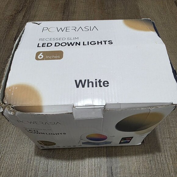 PowerAsia 6" Recessed Slim LED Downlight Kit – 6 Pack – Dimmable – White - Picture 1 of 7